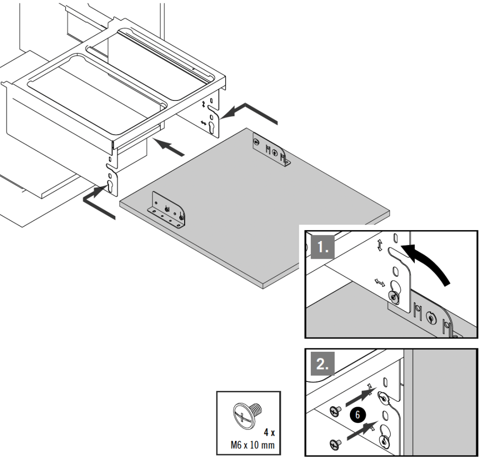 Attach and fold up the cabinet door.
