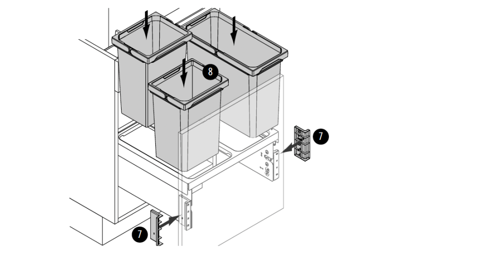 Almost done. Just place the buckets into the frame and attach the bracket covers.