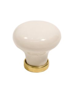 24136 Knob - Porcelain / Polished Brass