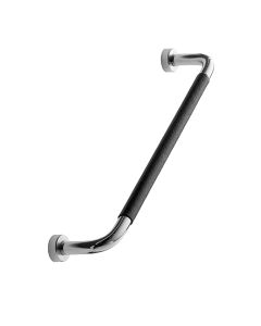 Lounge Handle - Chrome / Black Leather - 160 mm - Furnipart