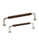 Pull Handle 1353 - Nickel Plated / Brown Leather - Beslag Design