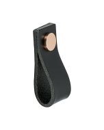 Cabinet Pull Handle Loop - Leather Black / Copper - Beslag Design