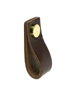 Cabinet Pull Handle Loop - Leather Brown / Brass - Beslag Design