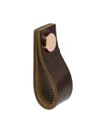 Cabinet Pull Handle Loop - Leather Brown / Copper - Beslag Design