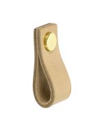 Cabinet Pull Handle Loop - Natural Leather / Brass - Beslag Design