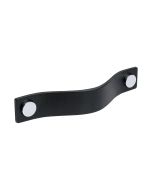 Cabinet Pull Handle Loop - Black Leather / Chrome - Beslag Design