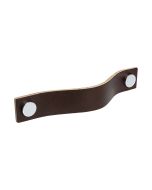 Cabinet Pull Handle Loop - Brown Leather / Chrome - Beslag Design
