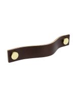 Cabinet Pull Handle Loop - Brown Leather / Brass - Beslag Design