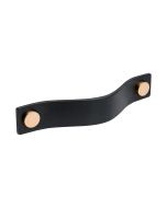 Cabinet Pull Handle Loop - Black Leather / Copper - Beslag Design