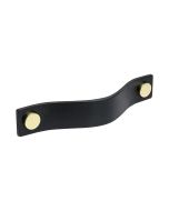 Cabinet Pull Handle Loop - Black Leather / Brass - Beslag Design