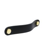 Loop Round Handle - Black leather / Polished Brass - Beslag Design