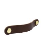 Loop Round Handle - Brown leather / Polished Brass - Beslag Design