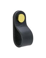 Loop Round Knob - Black leather / Polished Brass - Beslag Design