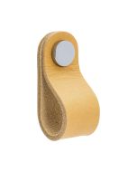 Loop Round Knob - Natural leather  / Polished Chrome - Beslag Design